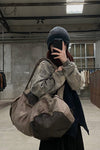 BORIS BIDJAN SABERI Leather and linen stitching travel bag INFANTERY BAG1 F1944+FMM20036